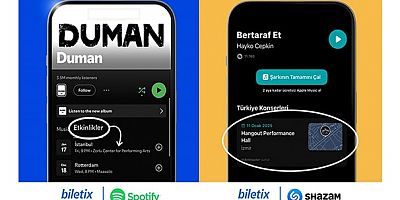 Biletix’in Spotify ve Shazam ile gerçekleştirdiği iş birliği; etkinlik bilgilerini daha erişilebilir hale getiriyor   ve müzikseverlerin sevdikleri sanatçıların performanslarını kaçırmaması için sanatçılara ve organizatörlere yenilikçi çözümler sunuyor