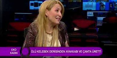 Kelebek kanadından ayakkabı ve çanta yaptı