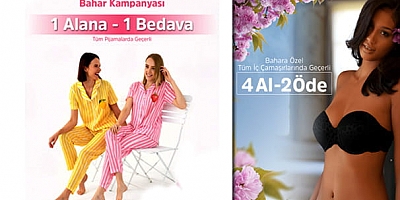 Yeni İnci’nin kampanyası kapsamında; pijama koleksiyonunda, '1 alana 1 bedava' tüm iç çamaşırı ürünlerinde ise; '4 al – 2 öde' avantajı tüketicilerle buluşuyor